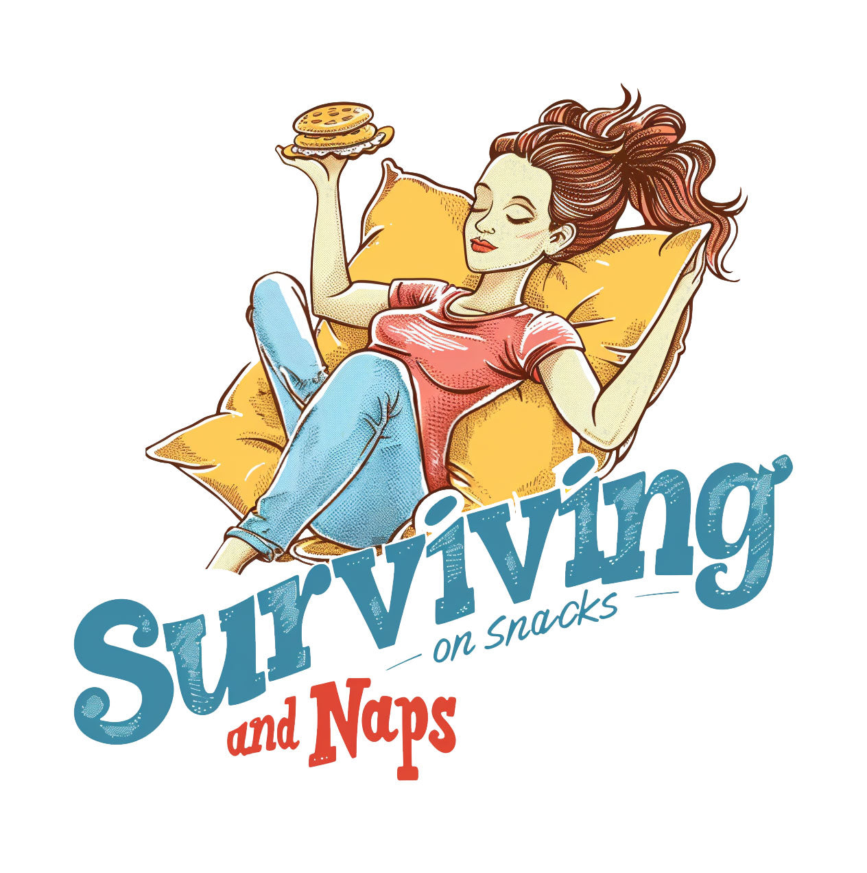 Surviving on Snacks and Naps Unisex Funny Family T-Shirt