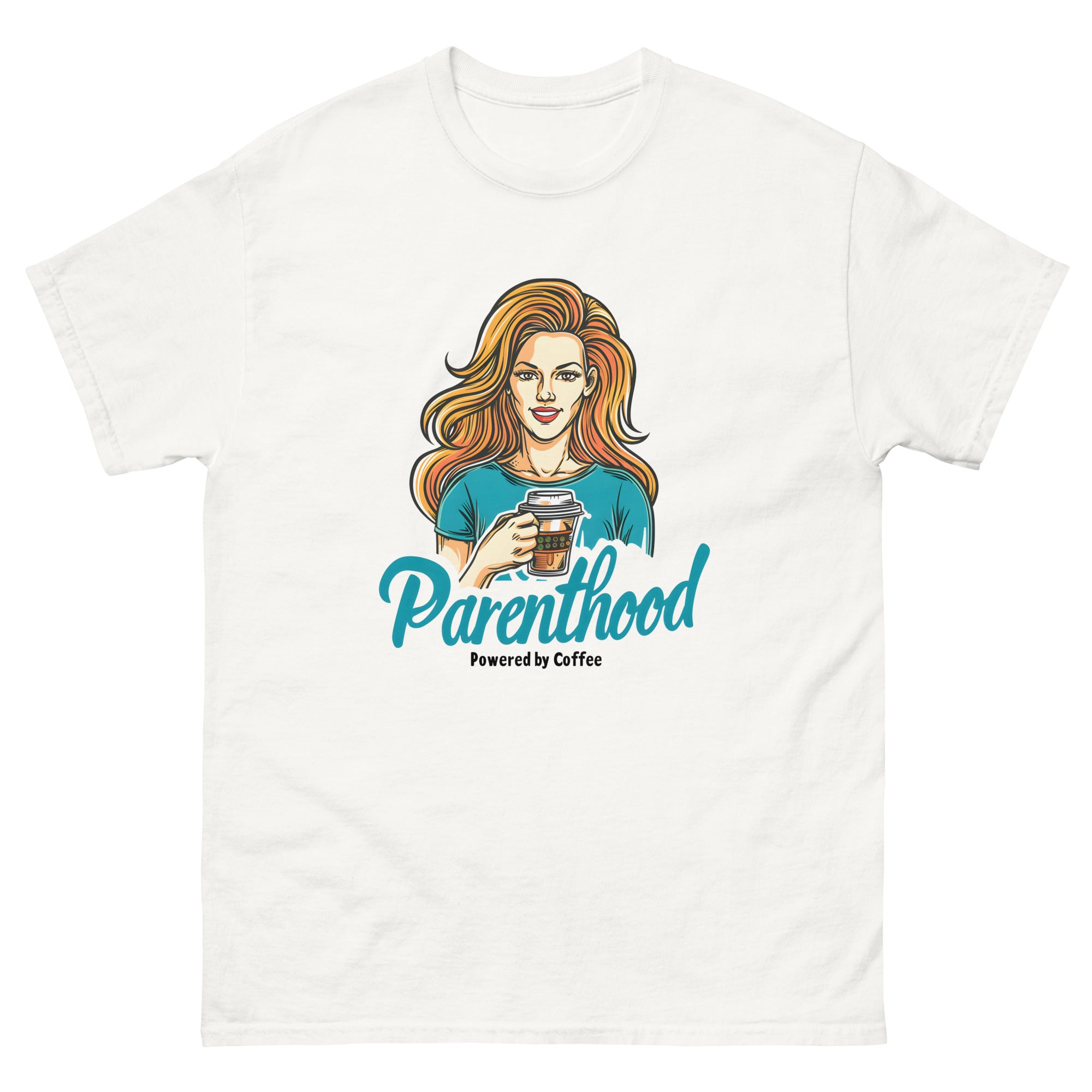 Parenthood Powered by Coffee Unisex Funny Mom T-Shirt